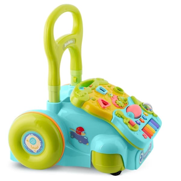 Turkis 2-i-1 Learn-Walk-vogn med musik RK-744 fra Ricokids