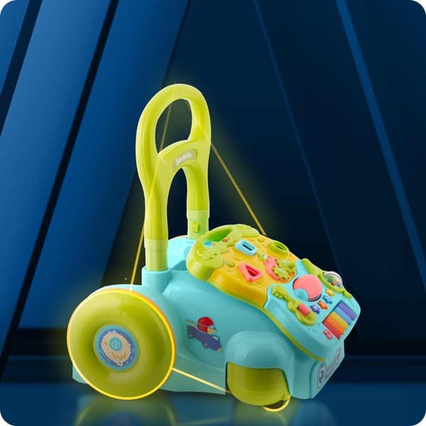 Turkis 2-i-1 Learn-Walk-vogn med musik RK-744 fra Ricokids