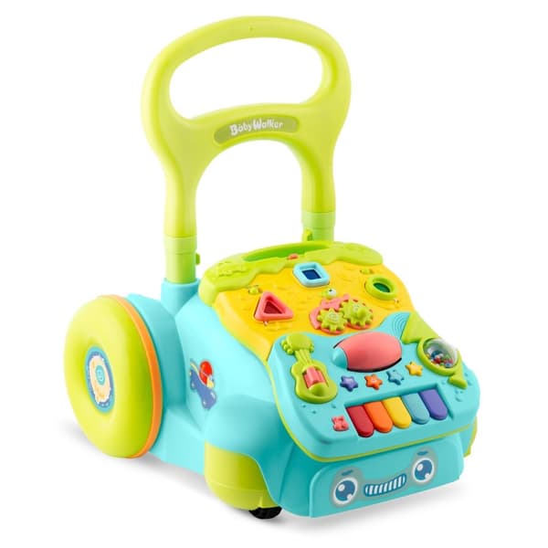 Turkis 2-i-1 Learn-Walk-vogn med musik RK-744 fra Ricokids