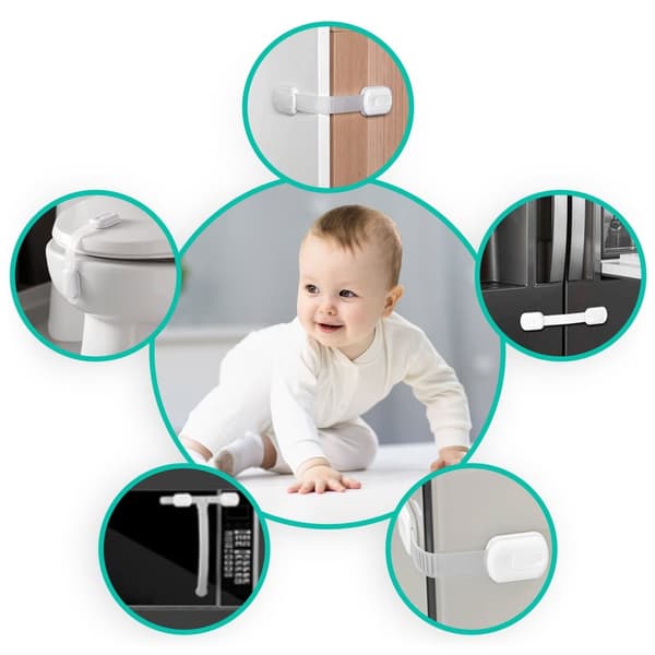 Säkerhetsspärr för skåpdörrar Ricokids 798100, 6-pack, vit