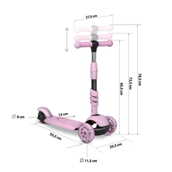 Kolmipyöräinen Scooter Ricokids Cubi - vaaleanpunainen