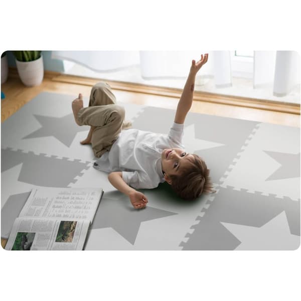 Stort skumgulvpuslespill Sjakkbrett 180x180 cm 9 deler - Stjerner