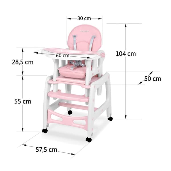 Multifunktionell 5-i-1 Matstol Sinco, Rosa