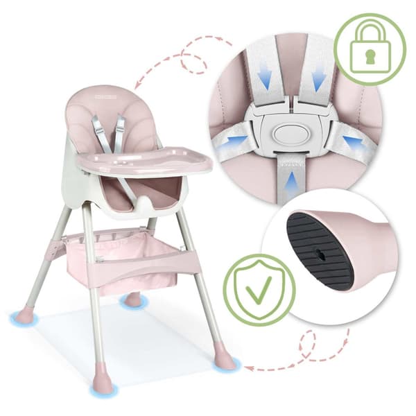 Pink spisestuestol med bord til babyer - Milo