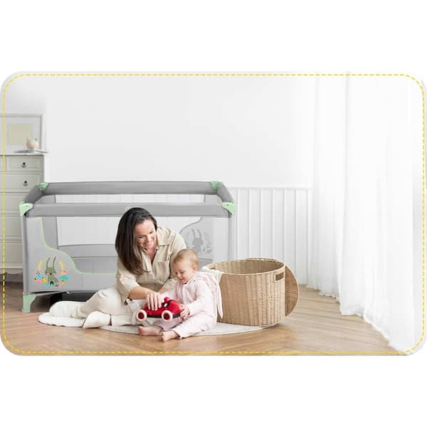 Rejseseng til børn 125 x 65 x 78 cm RK-240 grå-mint