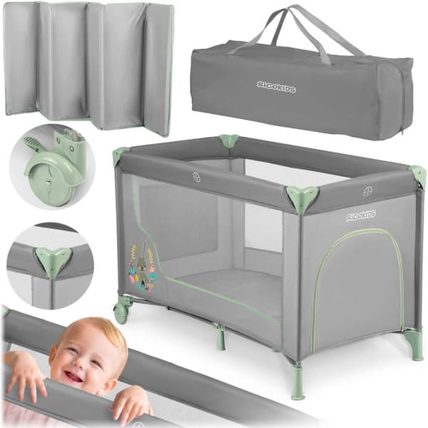 Reiseseng for barn 125 x 65 x 78 cm RK-240 grå-mint