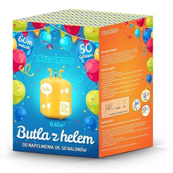 Helium ballonpakke med balloner og bånd, 0,42 m³
