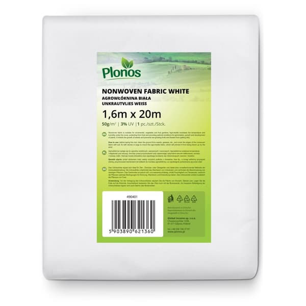 Skyddsduk för odling 2000 cm x 160 cm Plonos - vit