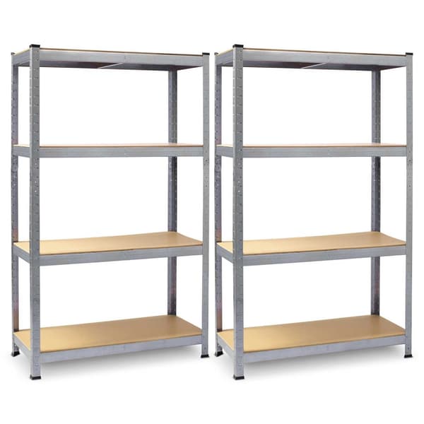 SET 2 st.Metallhylla Plonos 150 x 75 x 30 cmStabil och funktionell metallhylla i silverfärg, perfekt för användning i:- Garage- Arkiv- Butik- Verktygs