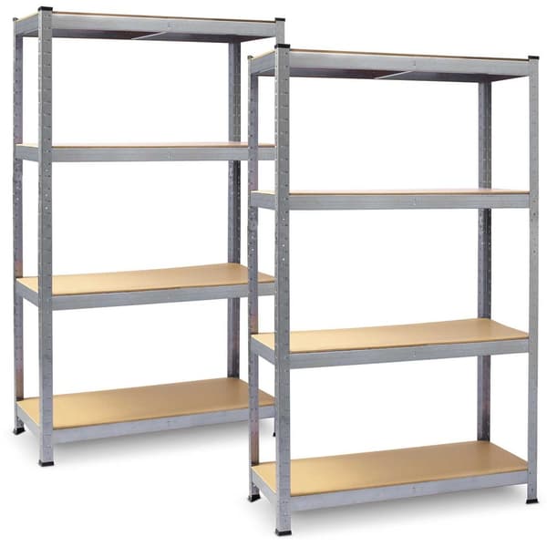 SET 2 st.Metallhylla Plonos 150 x 75 x 30 cmStabil och funktionell metallhylla i silverfärg, perfekt för användning i:- Garage- Arkiv- Butik- Verktygs