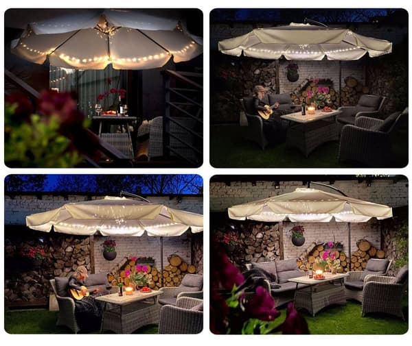 Sammenleggbar hageparasoll, 8 segmenter, grønn, 350 cm