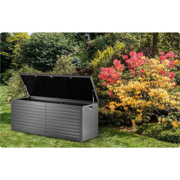 Hagekasse 143 x 57 x 53,5 cm, 390 liter, svartgrå