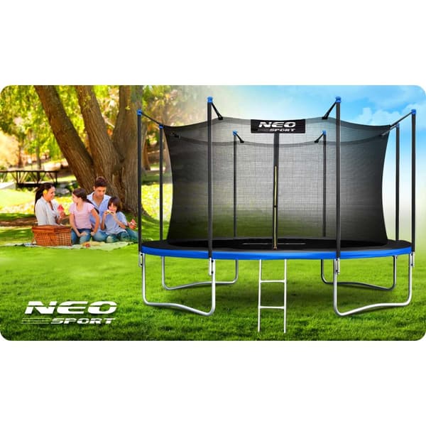 Trampoline for hage 13ft/404cm med indre sikkerhetsnett og stige Neo-Sport