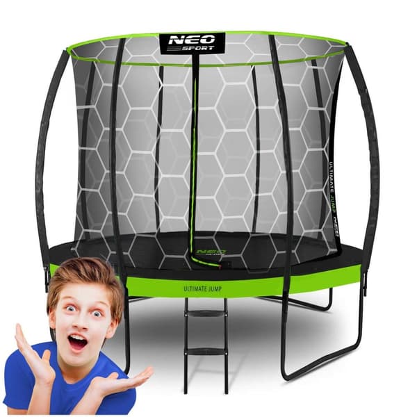 Profiltrampolin för trädgården 8ft/252cm med intern skyddsnät Neo-Sport