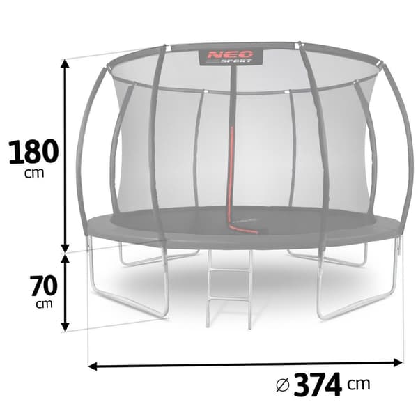 Trampolin til haven 12ft/374cm med indvendigt sikkerhedsnet Neo-Sport