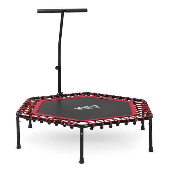 Fitness trampoline med håndtak 127 cm Neo-Sport - sekskantet rød