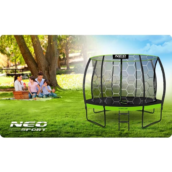 Profileret trampolin til haven 10ft/312cm med indvendigt beskyttelsesnet Neo-Sport