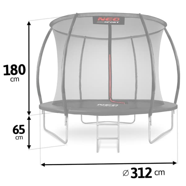 Profiltrampolin 312 cm med inre säkerhetsnät från Neo-Sport