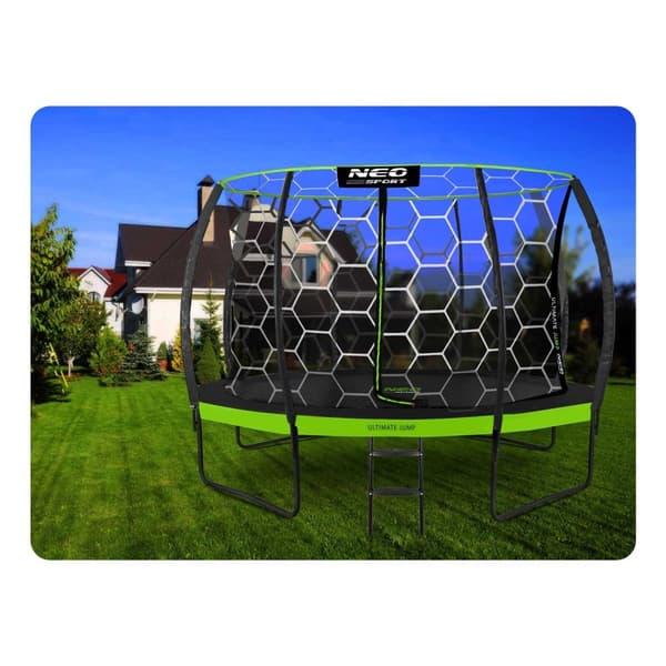 Trampolin til haven, 374 cm med indvendigt beskyttelsesnet fra Neo-Sport
