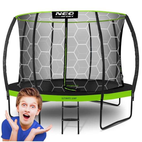 Trampolin til haven, 374 cm med indvendigt beskyttelsesnet fra Neo-Sport