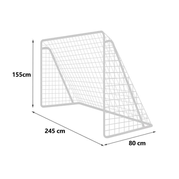 Stort fotballmål for utendørslekDette store fotballmålet tilbyr timevis med underholdning for deg og dine kjære i frisk luft.Størrelse: 245 x 155 x 80