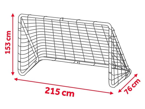 Stort fotballmål 215 x 153 x 76 cm med målmatte