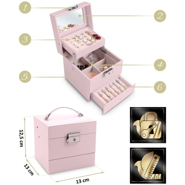 Luksus smykkeskrin MS-703 Massido - Pink