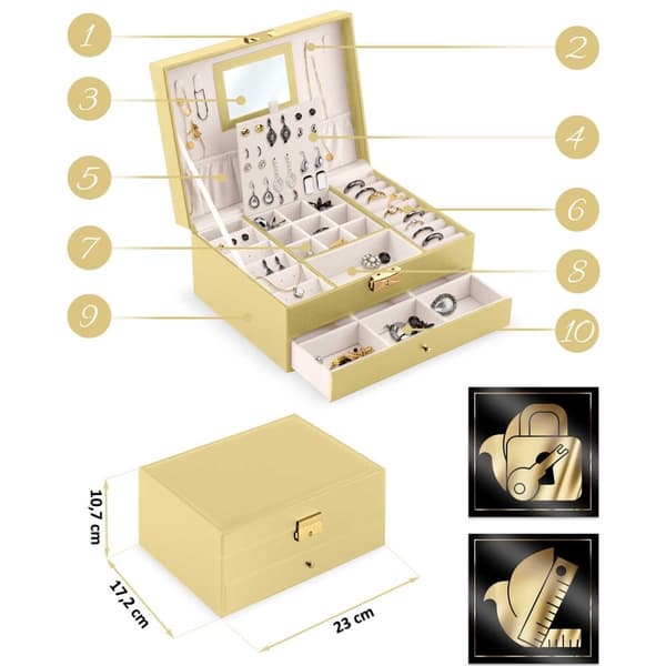 Luksus smykkeskrin MS-709 Massido - Guld