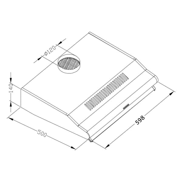 Black Carbon -suodatintuuletin asennettavaksi kaapin alle - 60 cm Berdsen BE-10-A