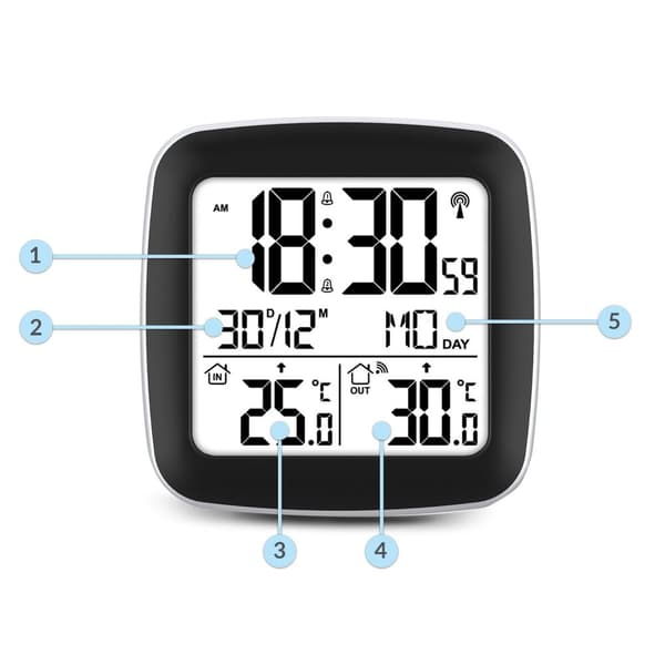 Sølvfarvet vejrstation med display BD-903