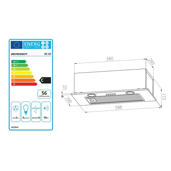 Sort Emhætte Underskab 60 cm BE-50