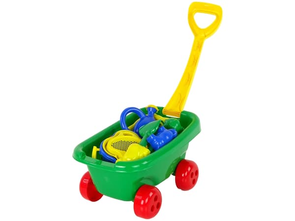 Grønn Pulling Trolley Sand Sett: 10 elementer, 2 bøtter