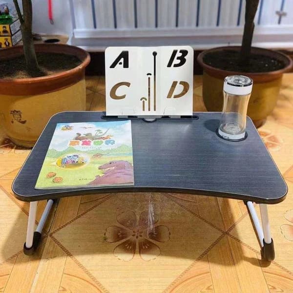 Herzberg HG-04173: Hopfällbart skrivbord med mugg- och tabletthållare