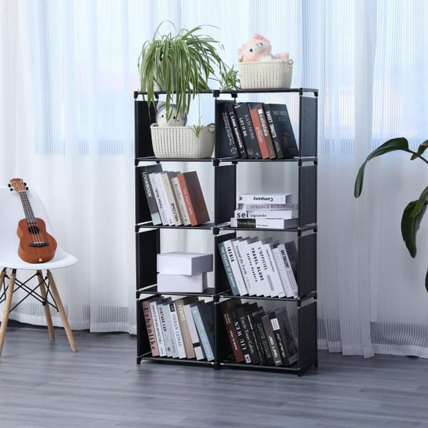 Herzberg 8-lags multifunktions bogreol og opbevaringsstativ - 85x125 cm sort