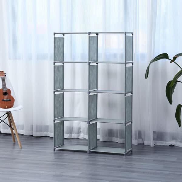Herzberg 8-lags multifunktions bogreol og opbevaringsstativ - 85x125 cm sort