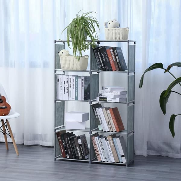 Herzberg 8-lags multifunktions bogreol og opbevaringsstativ - 85x125 cm sort