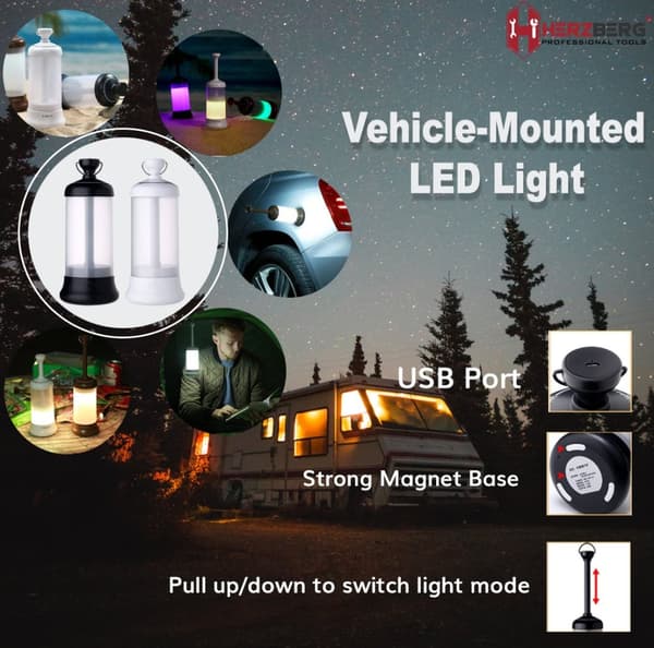 Herzberg HG-5049: Køretøjsmonteret LED-lys Sort
