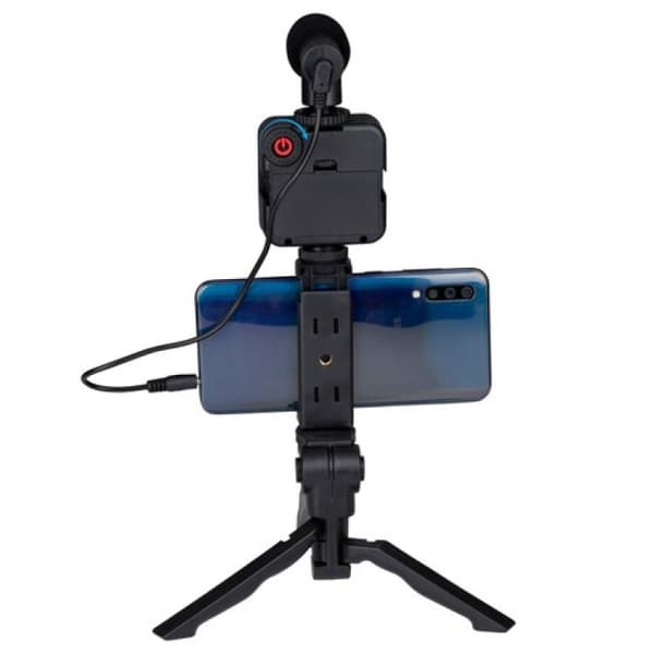Grundig ED-38135: 3-i-1 Selfie Studio Vlogging Kit med belysning, mikrofon och stativ