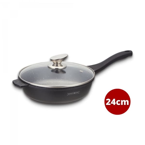 Royalty Line RL-BDF24-M: 24 cm:n marmoripäällysteinen paistinpannu lasikannella