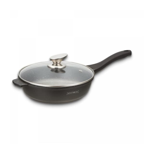 Royalty Line RL-BDF24-M: 24 cm marmorbelagt kokepanne med glasslokk