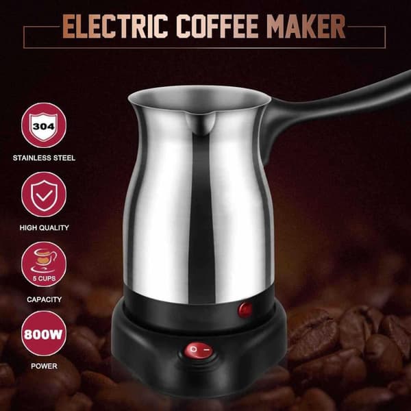 Cheffinger CF-ECMO.6:600 ml sähköinen ruostumattomasta teräksestä valmistettu turkkilainen espresso-kahvinkeitin