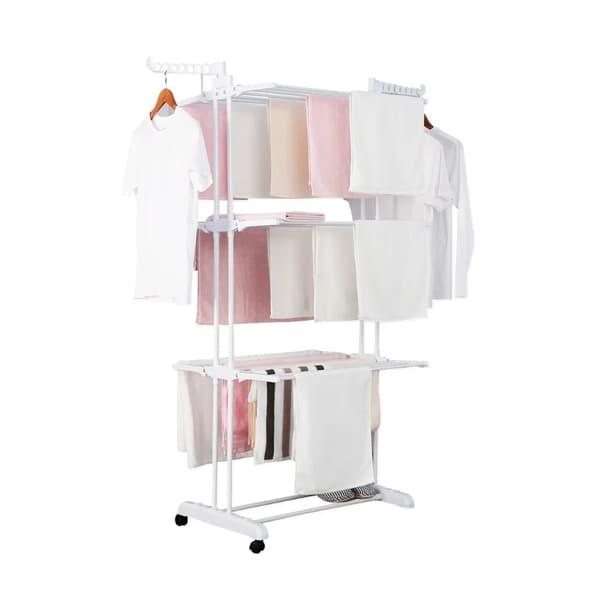 Herzberg HG-8034WHT: Moving Tøjstativ - Hvid