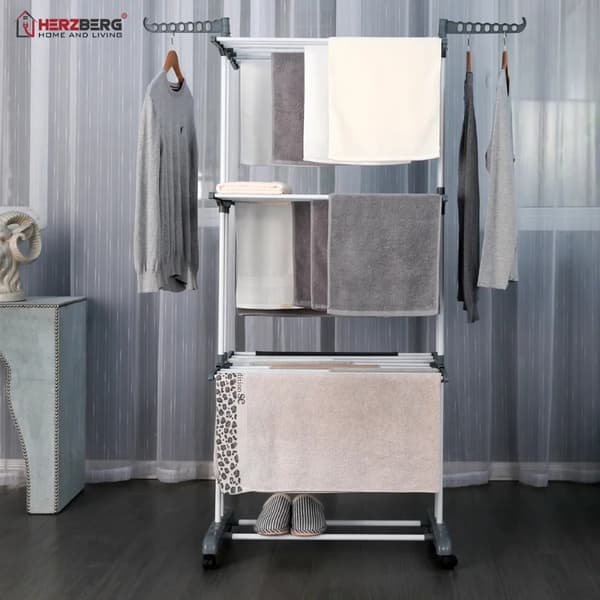 Herzberg HG-8034GRY: Liikkuva vaateteline - harmaa