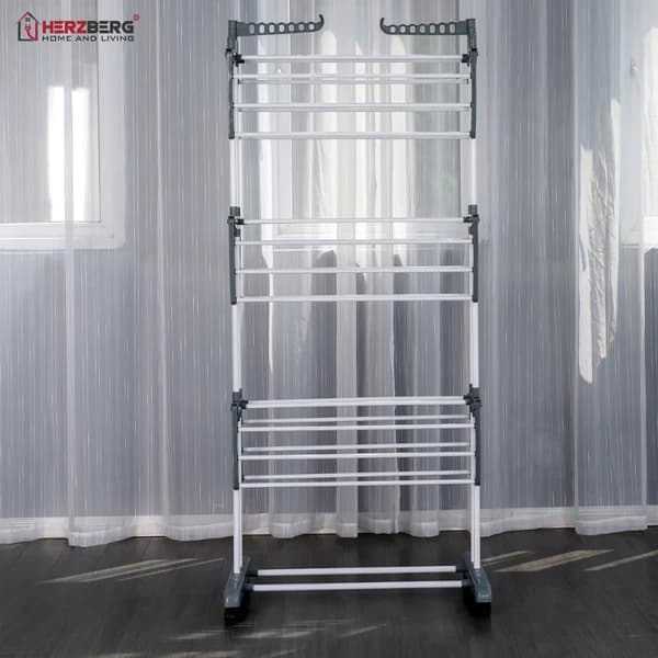 Herzberg HG-8034GRY: Liikkuva vaateteline - harmaa