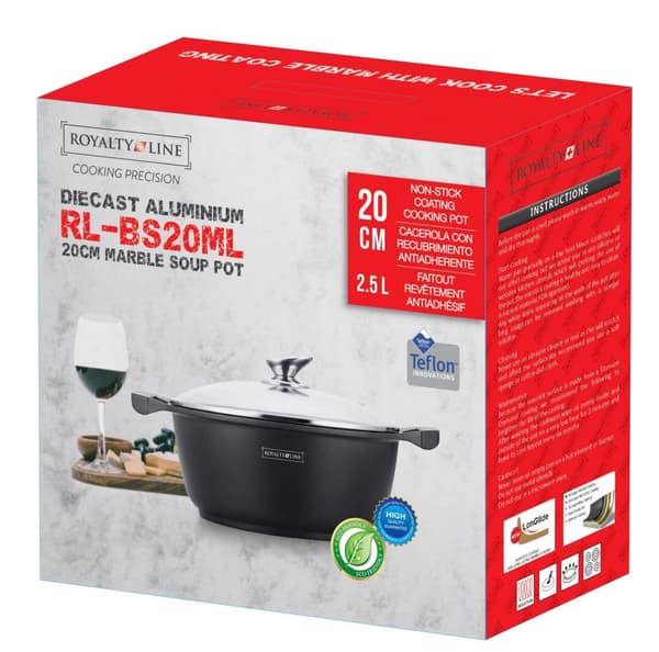 Royalty Line RL-BS20M: Marmorbelagt gryde og gryde - 20 cm