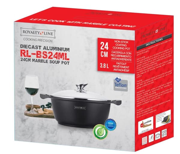 Royalty Line RL-BS24M: Marmorbelagt gryde og gryde - 24 cm