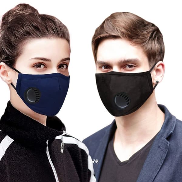 Vaskbar bomuldsmaske med 2 filtre med aktivt kul