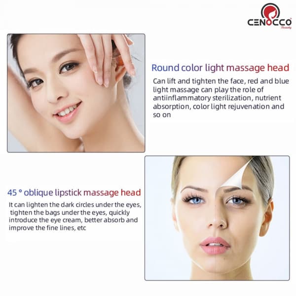 Cenocco Beauty Magneettinen mikrovärähtelykasvohieroja LED:llä varustettuna