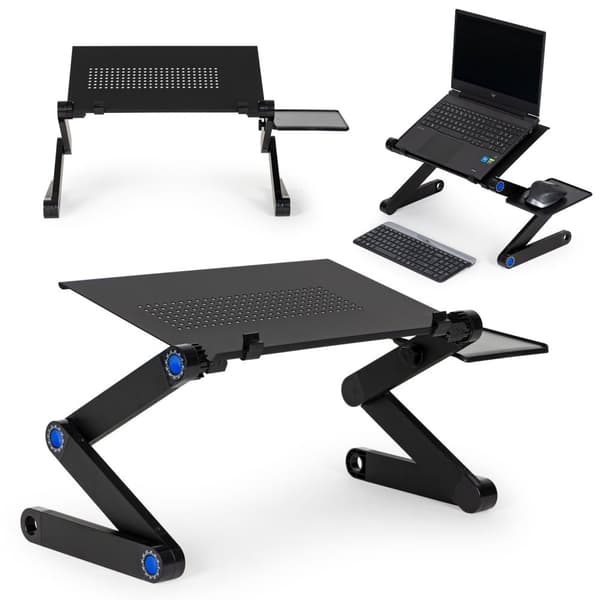 Bordstativ, aluminiumsholder til bærbar computer, foldbar, justerbar, 2 plader