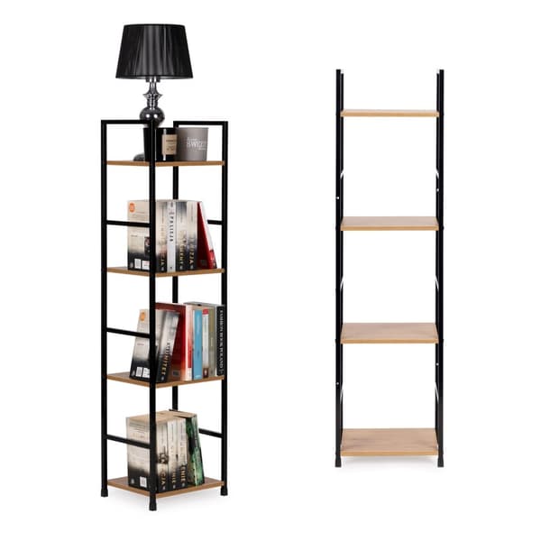 Moderne træhylde, metalramme LOFT, 4 hylder